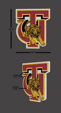 Load image into Gallery viewer, Tuskegee Golden Tigers 3D Logo Fan Foam Wall Sign dimensions

