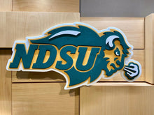 Load image into Gallery viewer, North Dakota State University Bison 3D Logo Fan Foam Wall Sign on the wall
